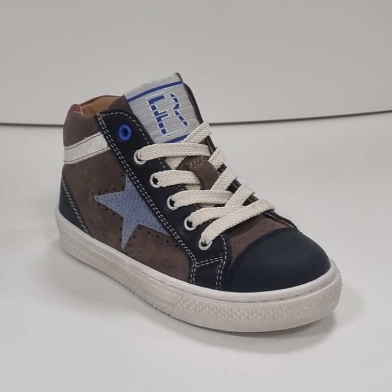 Romagnoli jongens sneaker bruin blauw met ster 9557F037