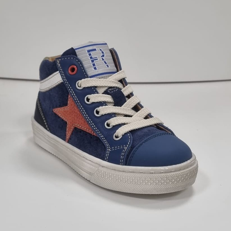 Blauwe jongens sneaker met oranje ster 9557F086